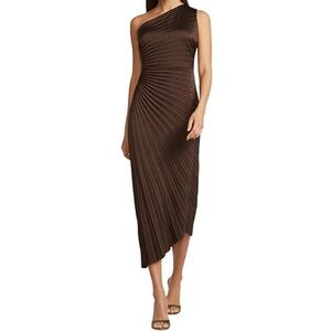 Badgley Mischka One-Shoulder Chocolate Dress